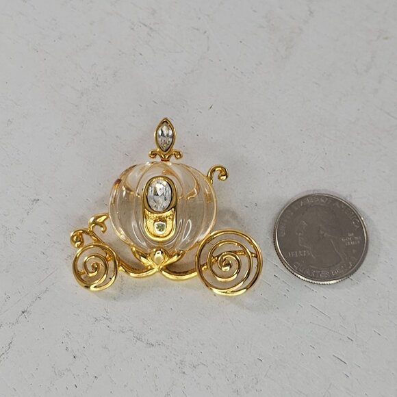 Vintage Disney Napier Cinderella's Carriage Rhinestone & Gold Tone Brooch Pin - Picture 3 of 6